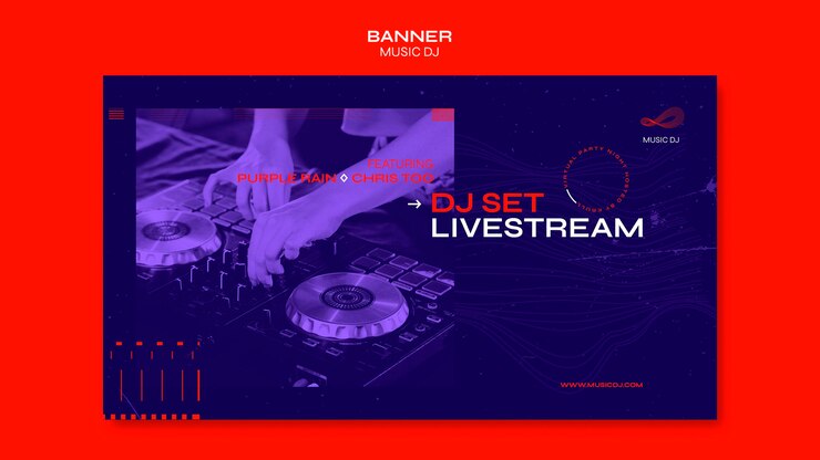 PSD gratuito modello di banner pubblicitario per dj set livestream