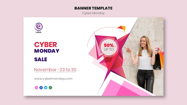 Modello di banner realistico cyber lunedì