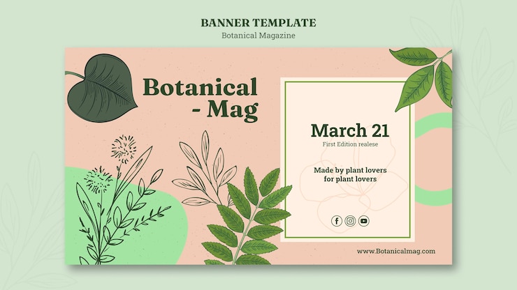 PSD gratuito modello di banner rivista botanica