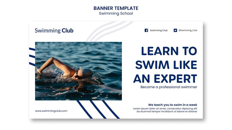 PSD gratuito modello di banner scuola di nuoto