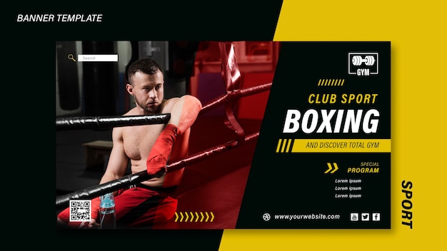 Modello di banner sportivo con foto