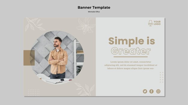 Modello di banner ufficio minimalista