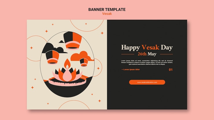 PSD gratuito modello di banner vesak design piatto