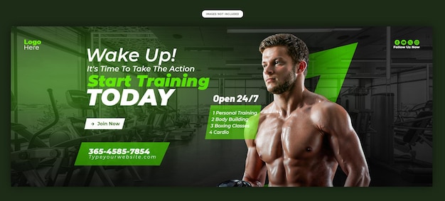 Modello di banner web palestra e fitness