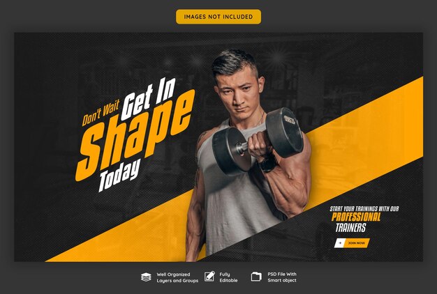Modello di banner web palestra e fitness