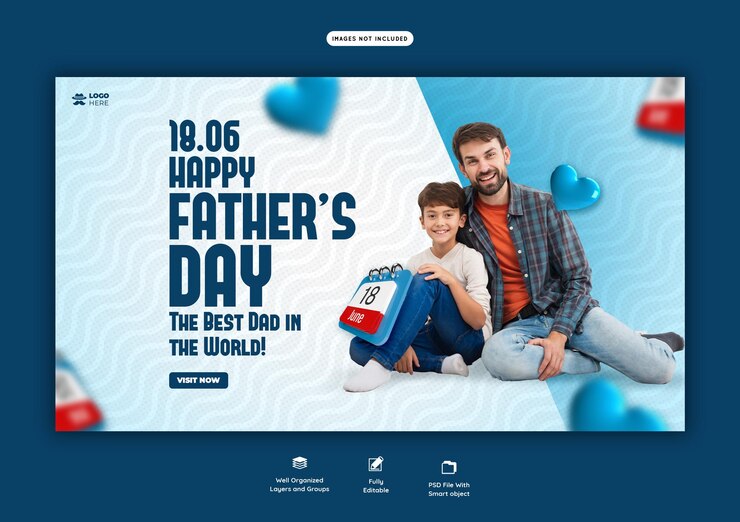 PSD gratuito modello di banner web per la festa del papà felice