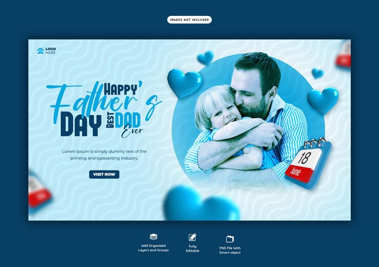 PSD gratuito modello di banner web per la festa del papà felice
