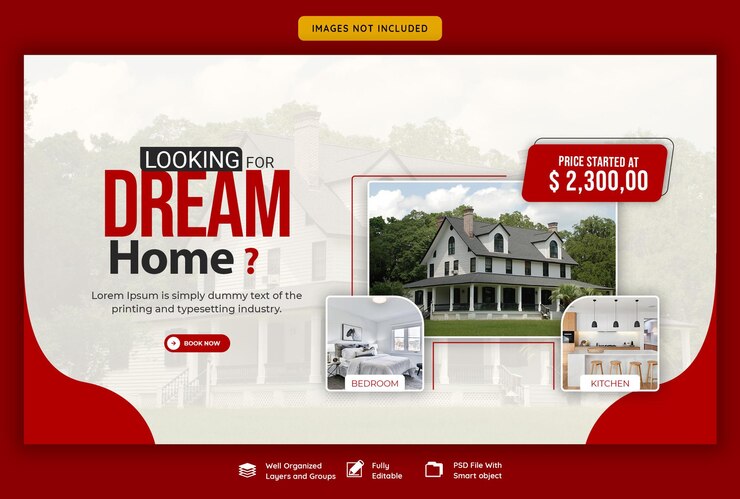 PSD gratuito modello di banner web proprietà casa immobiliare
