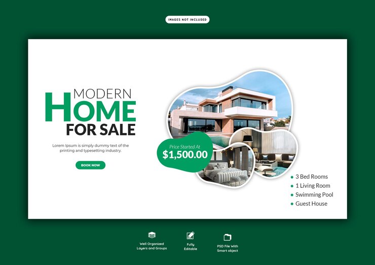 PSD gratuito modello di banner web proprietà casa immobiliare