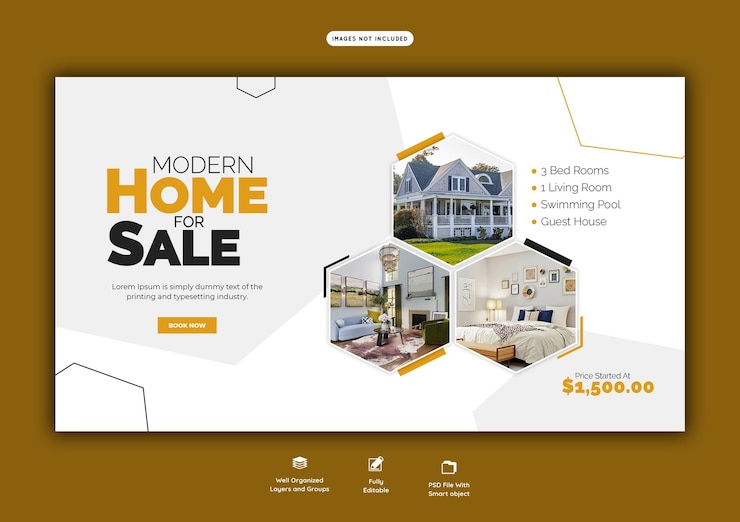 PSD gratuito modello di banner web proprietà casa immobiliare