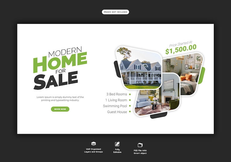 PSD gratuito modello di banner web proprietà casa immobiliare