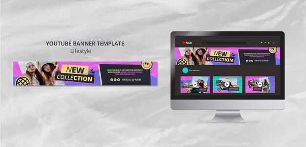 Modello di banner youtube concetto di stile di vita