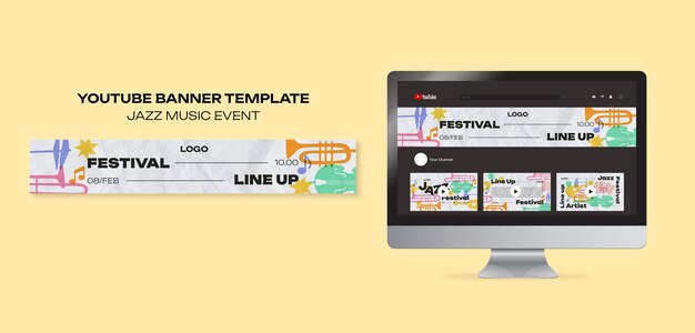 Modello di banner youtube del festival musicale
