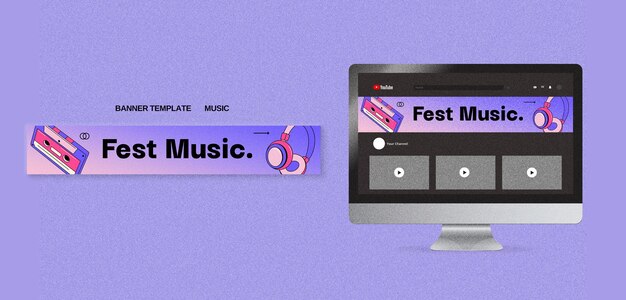 Modello di banner youtube del festival musicale