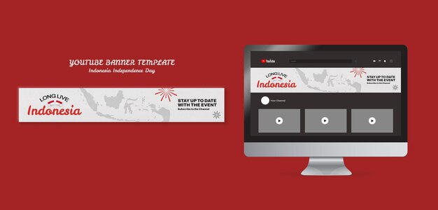 Modello di banner youtube del giorno dell'indipendenza dell'Indonesia