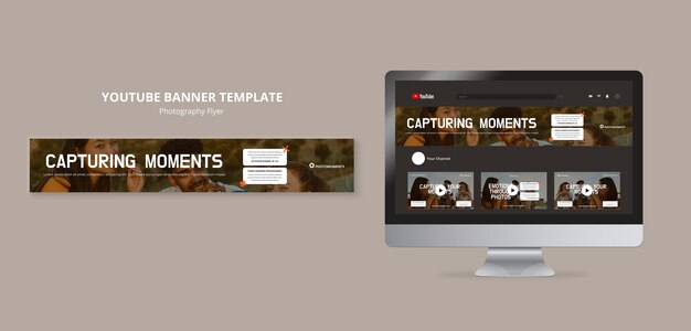 Modello di banner youtube del seminario di lezioni di fotografia