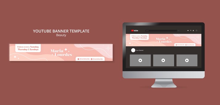 PSD gratuito modello di banner youtube di cosmetici per la bellezza e la cura della pelle