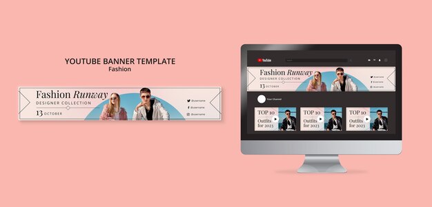 Modello di banner youtube di moda sfumata