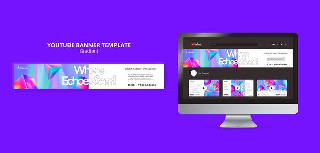 Modello di banner youtube in stile sfumato