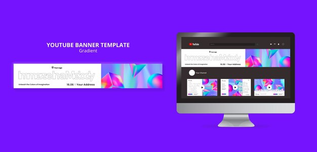 Modello di banner youtube in stile sfumato