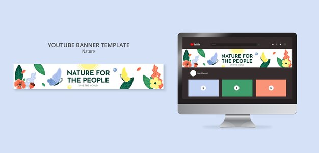 Modello di banner youtube natura salvataggio disegnato a mano