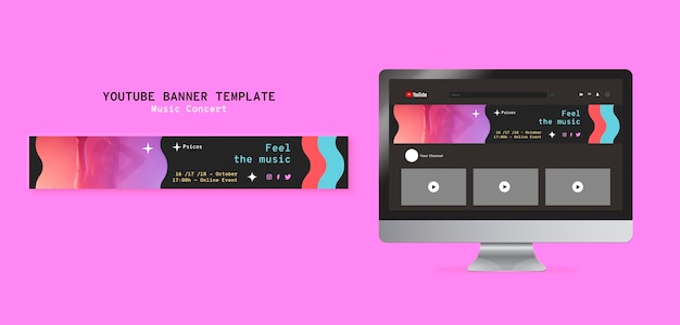 Modello di banner youtube per concerti di musica