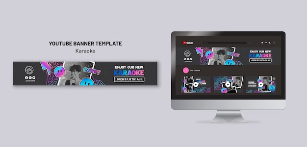 Modello di banner youtube per feste di karaoke