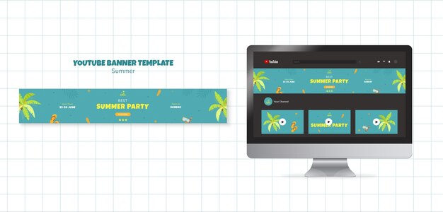 Modello di banner youtube per feste estive