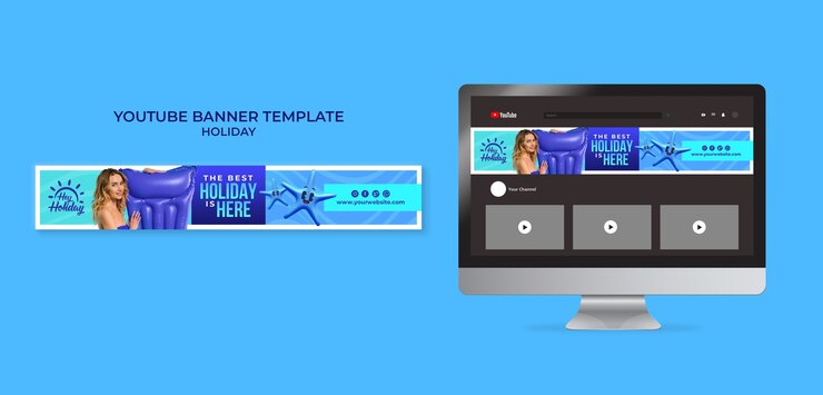PSD gratuito modello di banner youtube per il relax delle vacanze