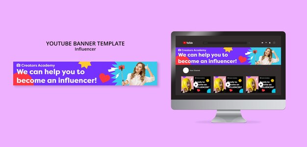 Modello di banner youtube per la carriera dell'influencer