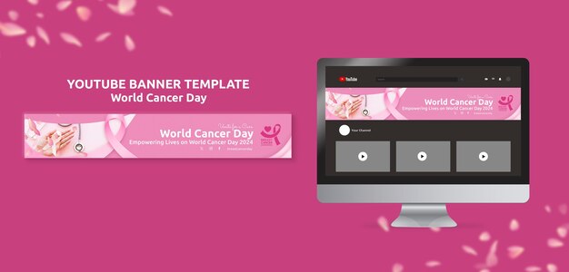 Modello di banner youtube per la giornata mondiale del cancro