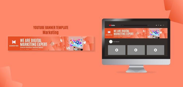 PSD gratuito modello di banner youtube per la strategia di marketing