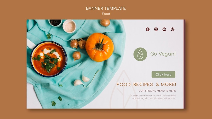 PSD gratuito modello di bannr orizzontale per cibo vegano