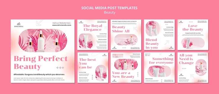 PSD gratuito modello di bellezza dal design piatto