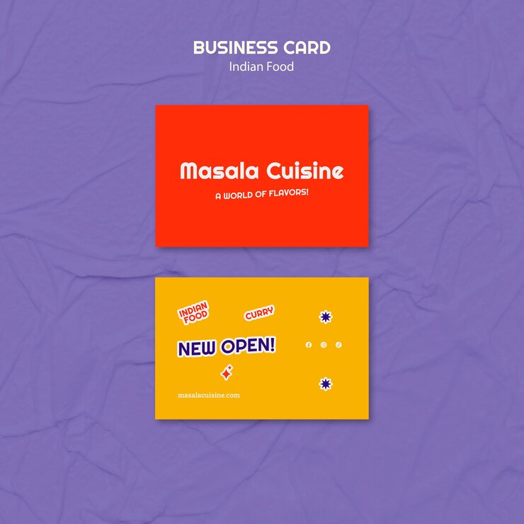 PSD gratuito modello di biglietto da visita orizzontale del ristorante di cucina indiana di tradizione