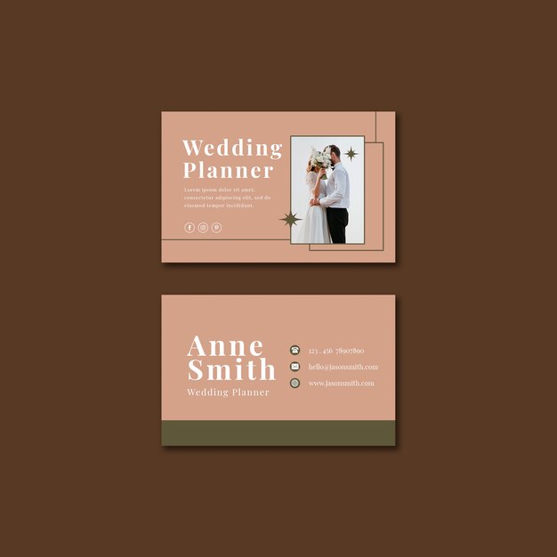 Modello di biglietto da visita orizzontale di wedding planner