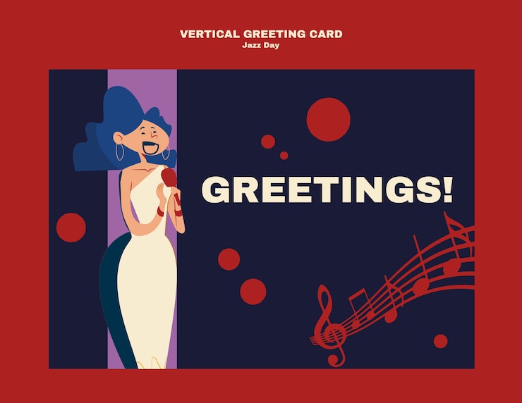 PSD gratuito modello di biglietto di auguri per la celebrazione del giorno del jazz