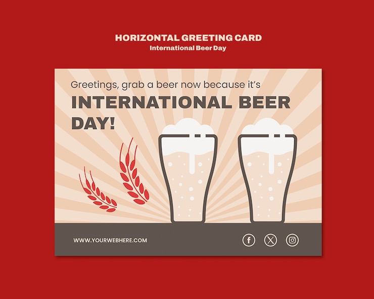 PSD gratuito modello di biglietto per la celebrazione della giornata internazionale della birra