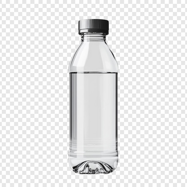Modello di bottiglia di plastica trasparente con tappo nero