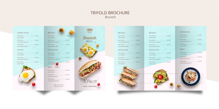 PSD gratuito modello di brochure a tre ante per il brunch