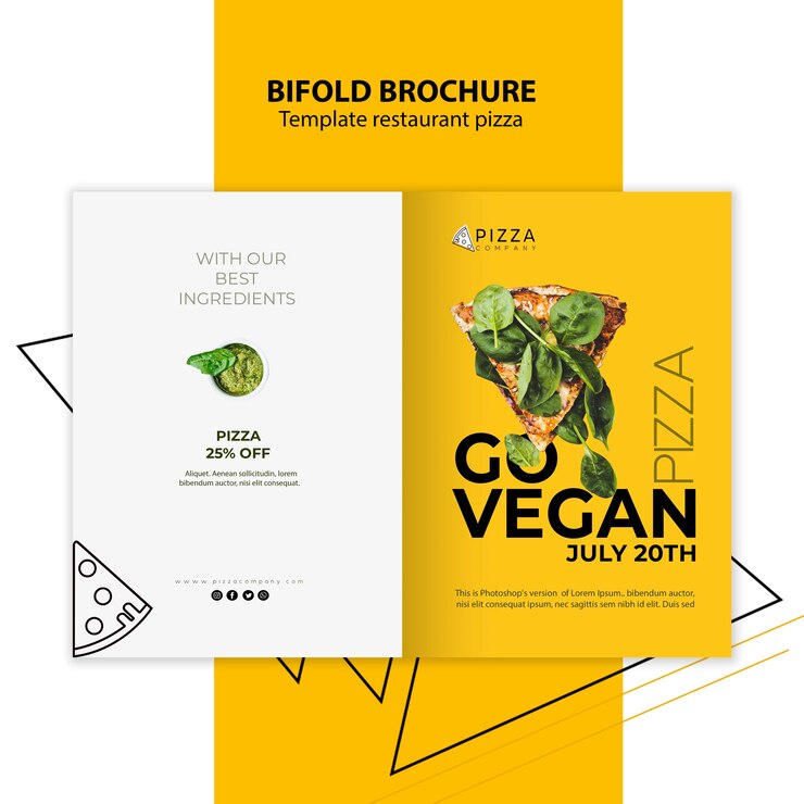 PSD gratuito modello di brochure bifold per ristorante pizzeria