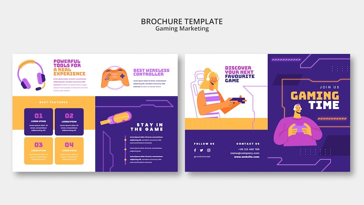 PSD gratuito modello di brochure del tempo di gioco disegnato a mano