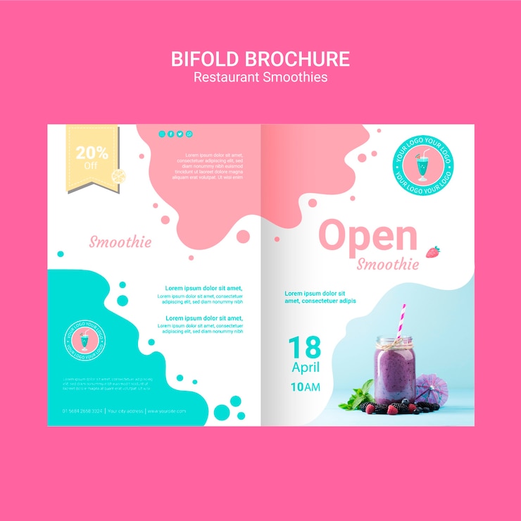PSD gratuito modello di brochure frullato bifold