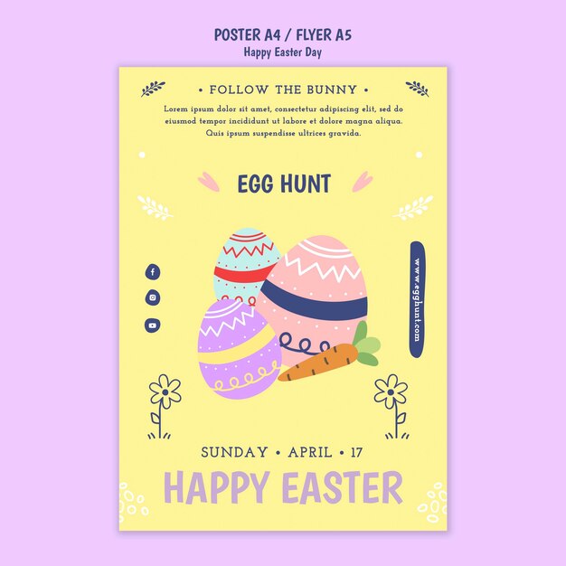 Modello di buona pasqua di design piatto