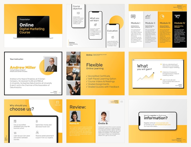 PSD gratuito modello di business di marketing digitale psd post sui social media impostato in tema giallo