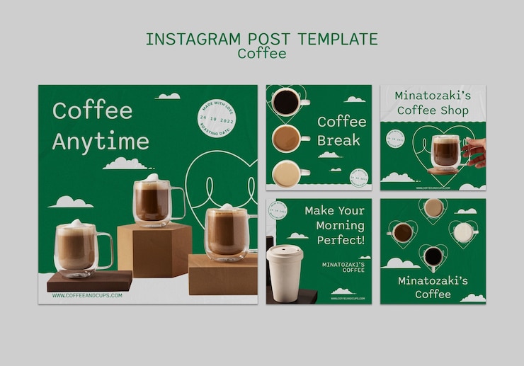 PSD gratuito modello di caffè design piatto