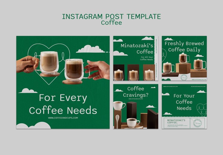 PSD gratuito modello di caffè design piatto