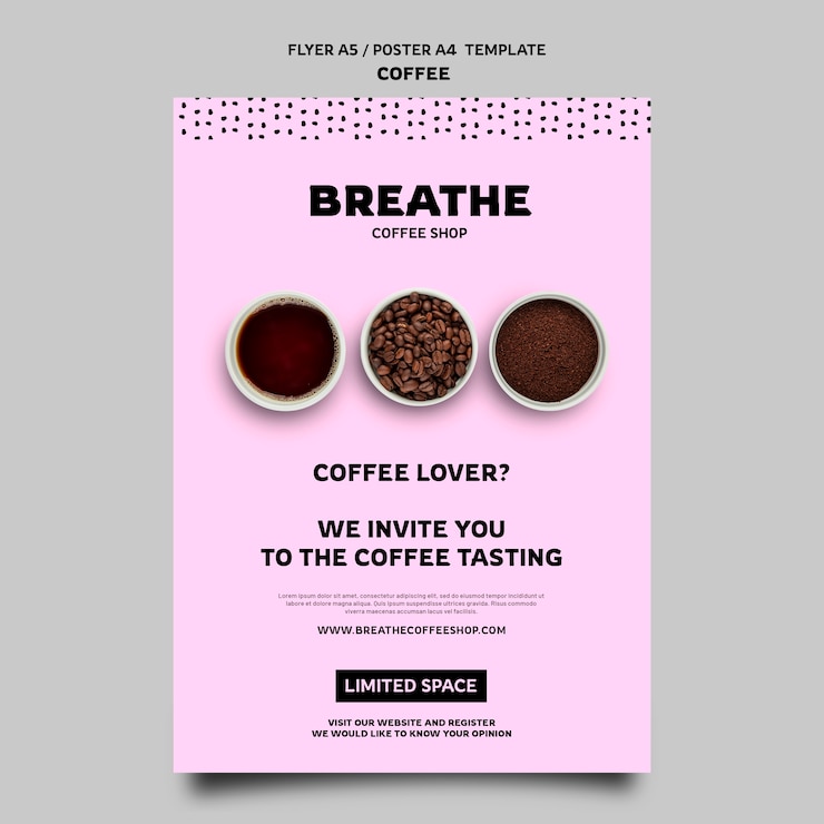 PSD gratuito modello di caffè poster design piatto