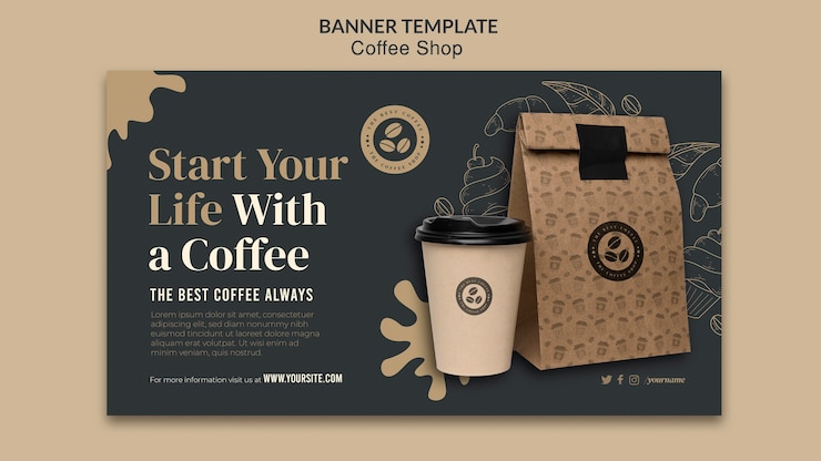 PSD gratuito modello di caffetteria a disegno piatto