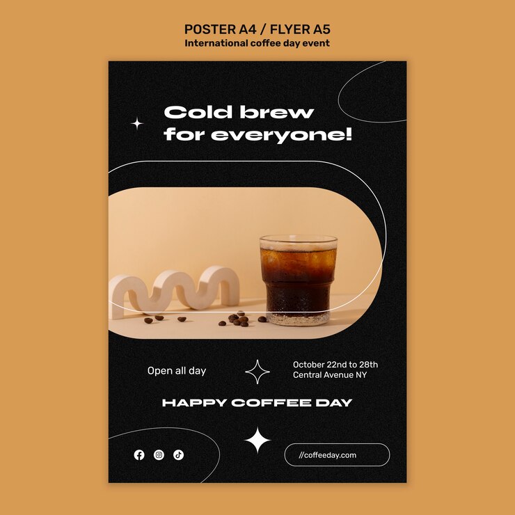 PSD gratuito modello di caffetteria a disegno piatto